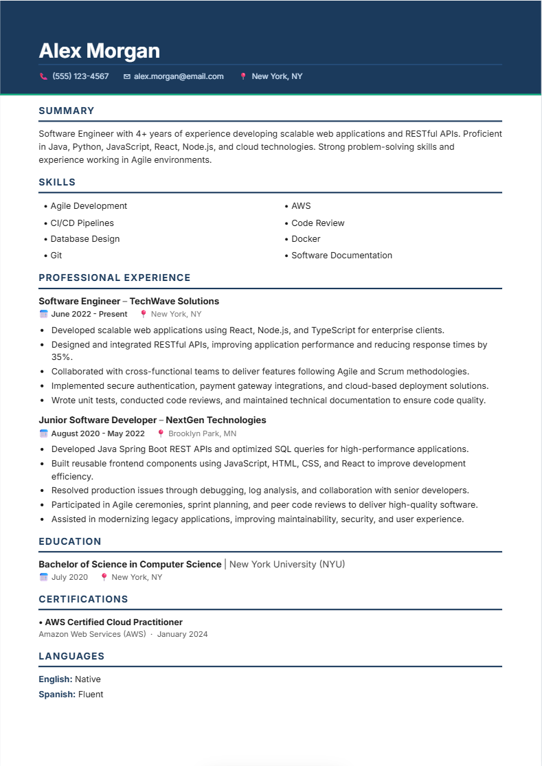 Corporate Blue ATS-friendly resume template